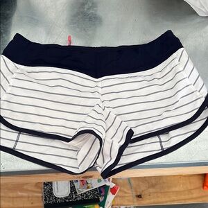 lululemon athletica Black and White Striped Athletic Shorts